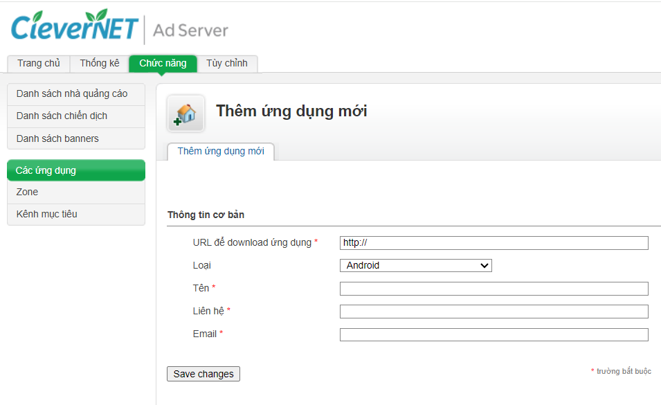 Tạo ứng dụng